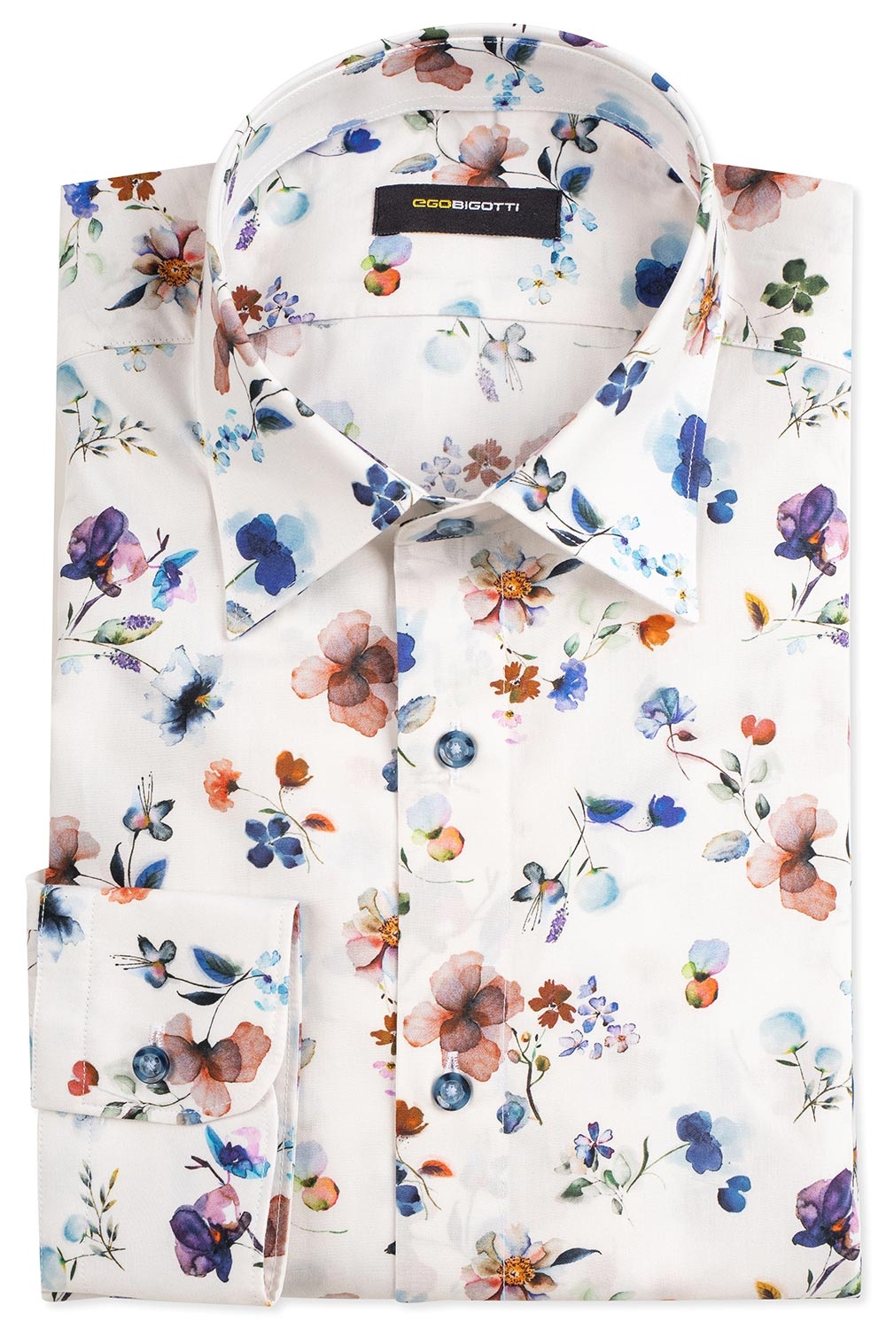 Camasa slim alba print floral 0
