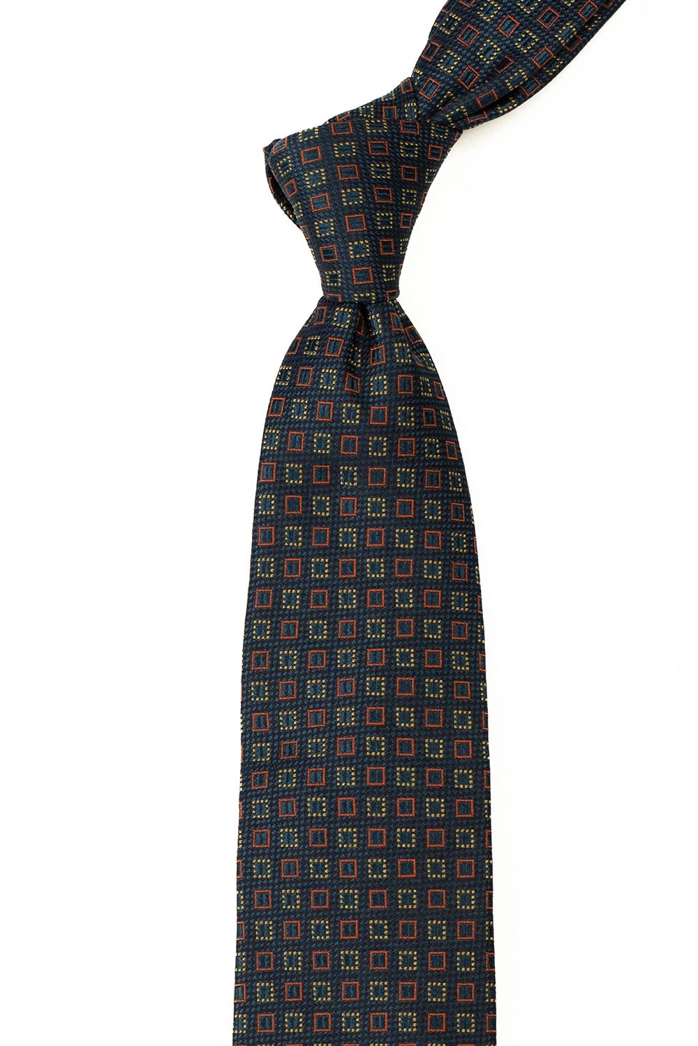 Cravata matase tesuta albastra print geometric 1