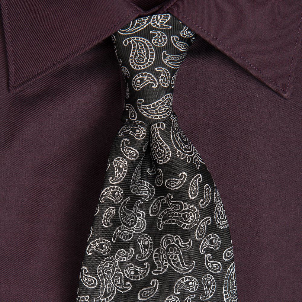 Cravata neagra print paisley 0