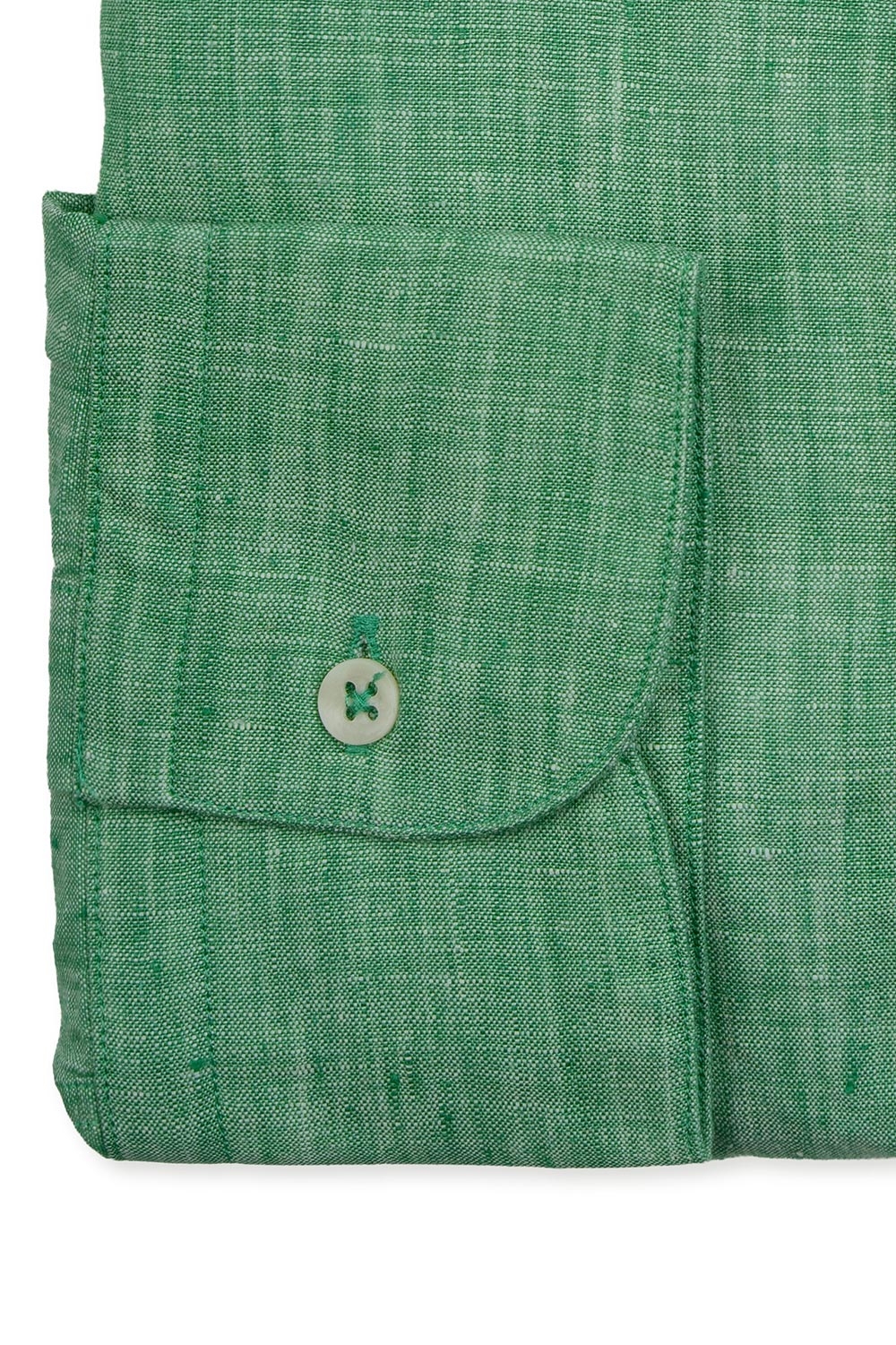 Camasa din in slim verde guler tunica 2