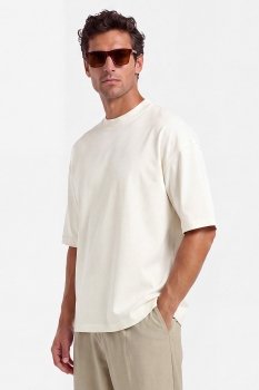 Tricou oversize alb guler rotund