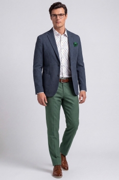Slim body green plain trousers