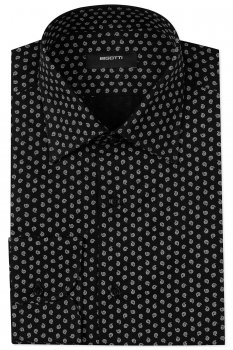 Camasa superslim neagra print floral