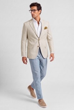 Slim body light blue plain trousers
