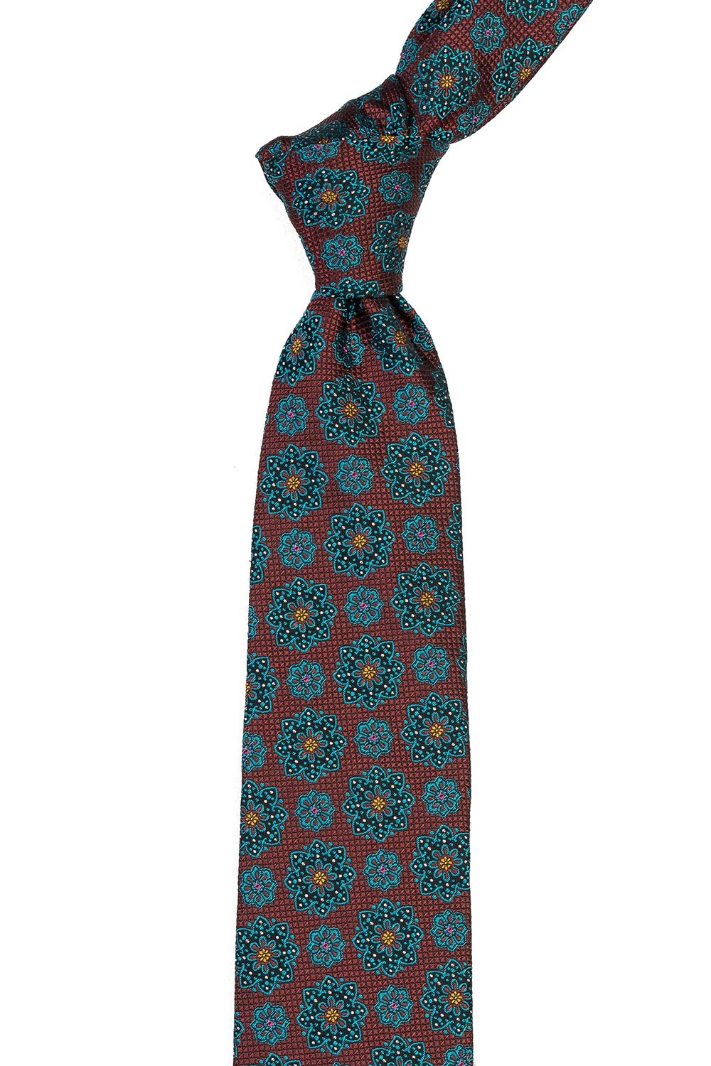 Cravata poliester tesut grena print floral 1