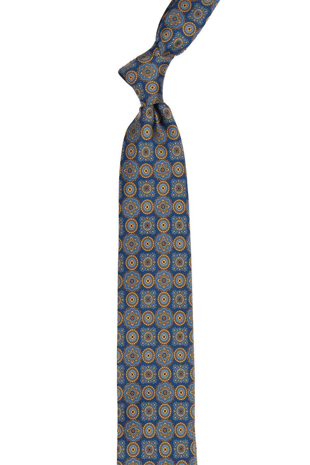 Cravata matase albastra print geometric 1