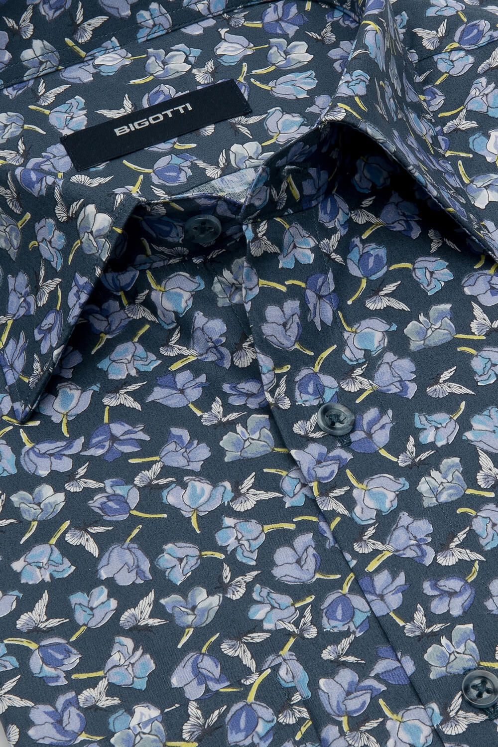 Camasa shaped bleumarin print floral 1