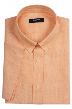 Camasa maneca scurta din in superslim oranj uni