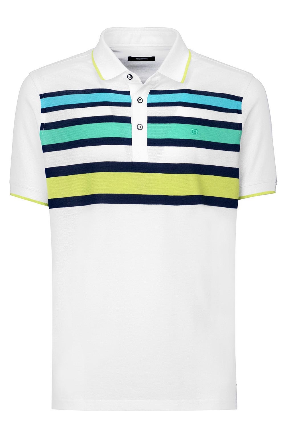 Tricou polo regular alb cu dungi 1