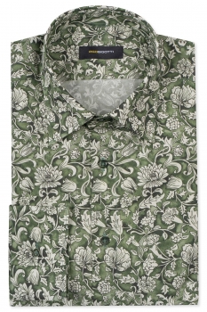 Slim body green floral shirt