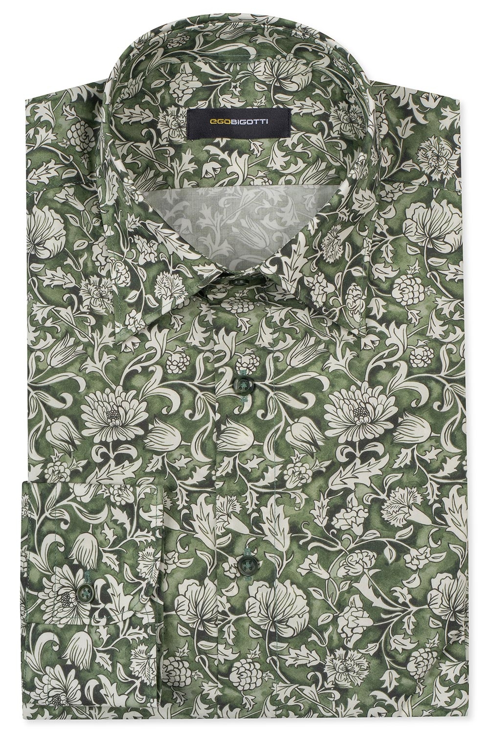 Slim body green floral shirt 0