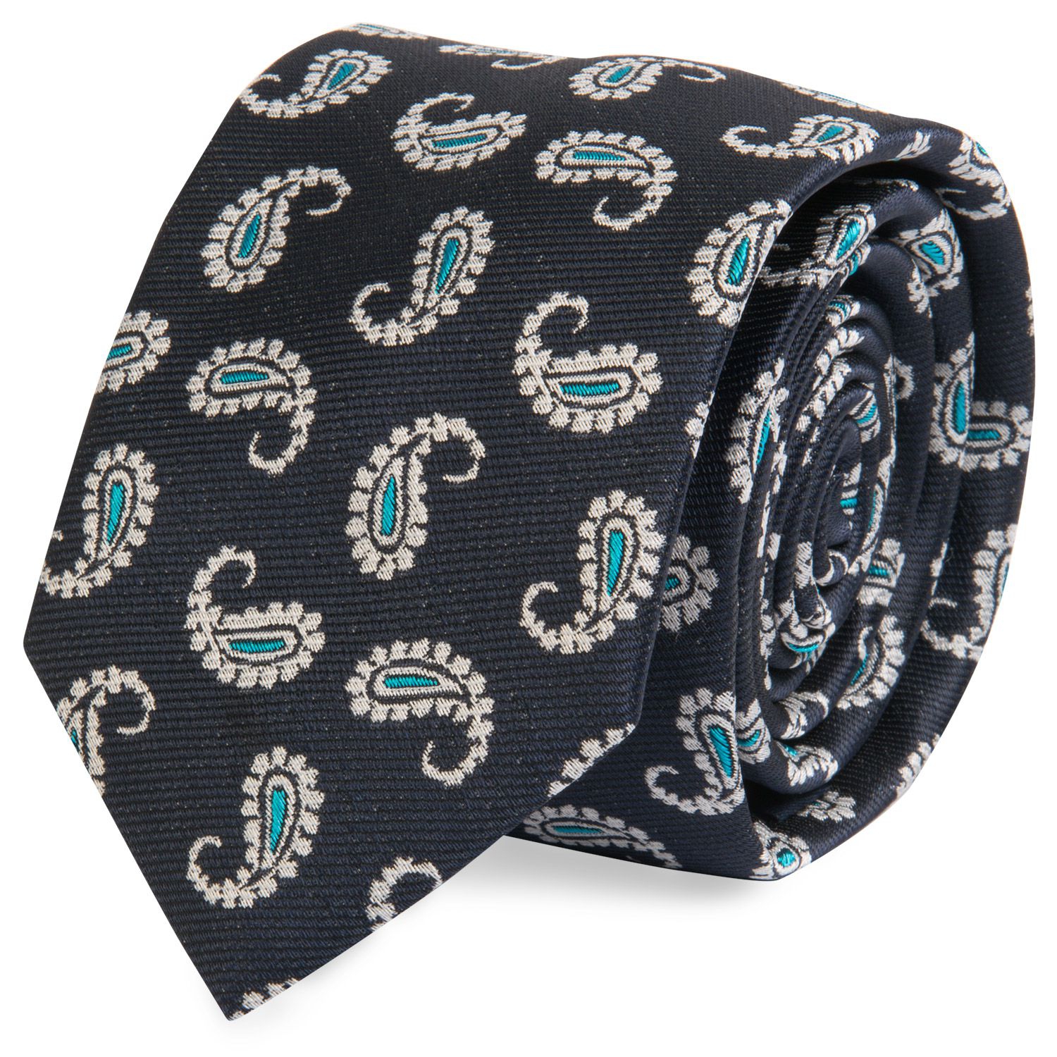 Cravata bleumarin print paisley 2