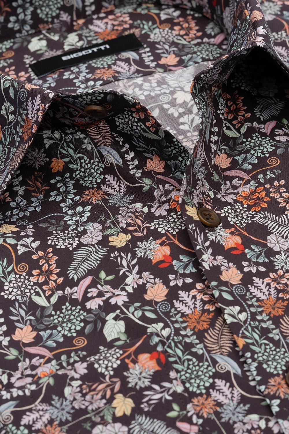 Shaped brown floral shirt 1