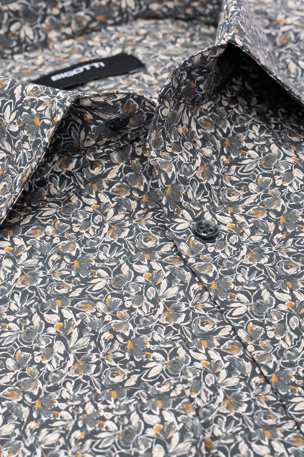 Slim body grey floral shirt 1