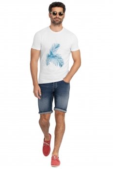 Blugi scurti slim albastri uni