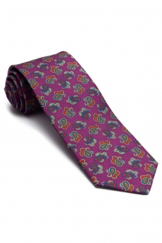 Cravata matase imprimata mov print floral