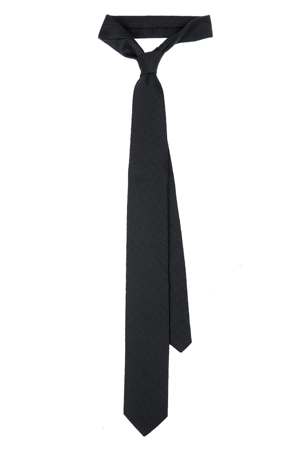 Cravata din matase cu bumbac negru fals uni 0