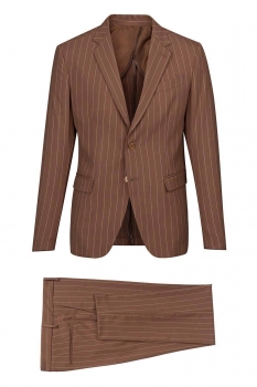 Costum slim camel cu dungi