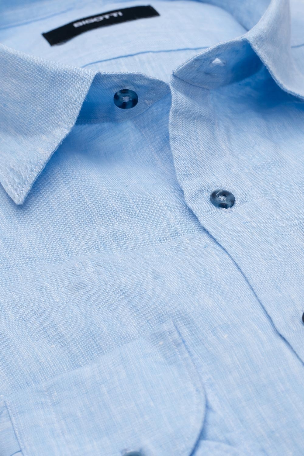 Camasa din in superslim bleu uni 1