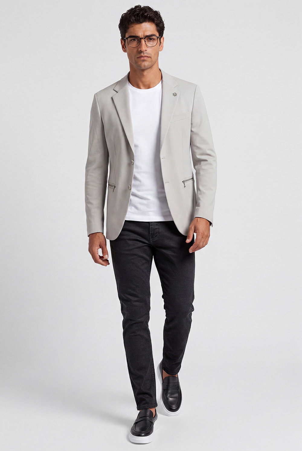 Slim body grey plain blazer 5