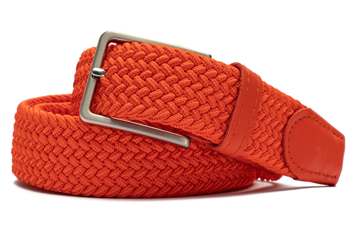 Belt orange textil elastic,piele 0