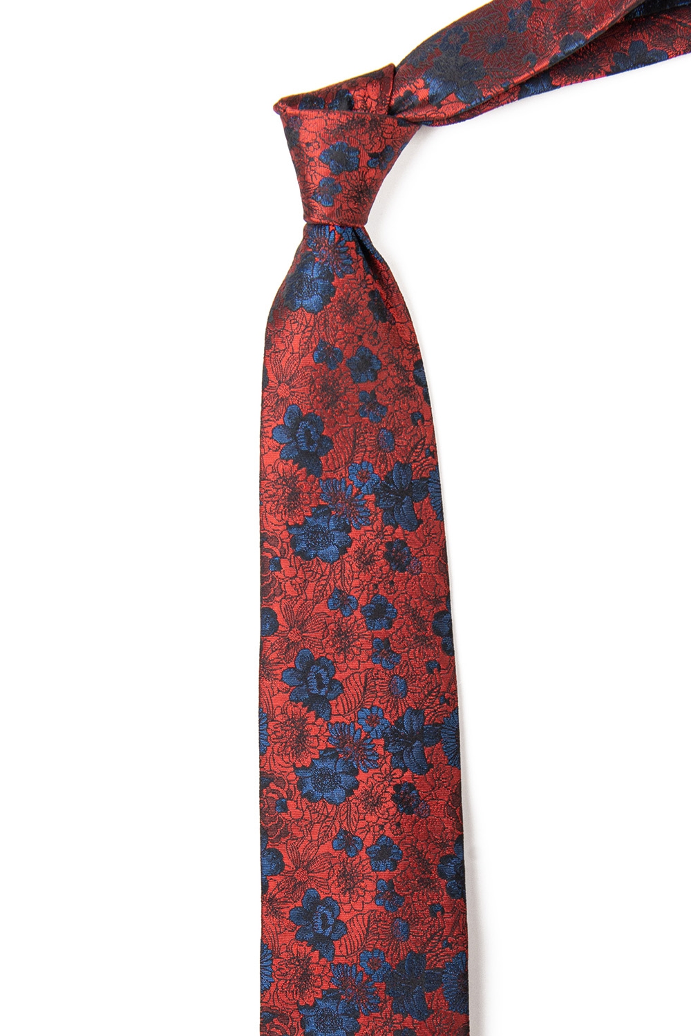 Cravata poliester tesut oranj print floral 1