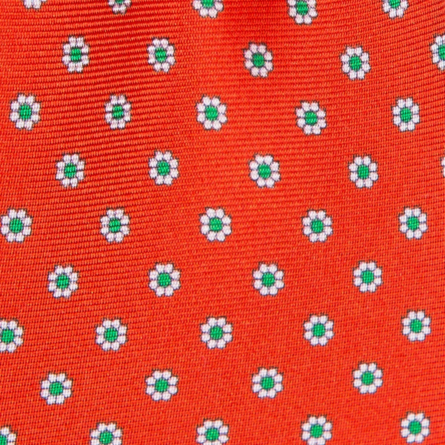 Cravata matase tesuta portocaliu print floral 1