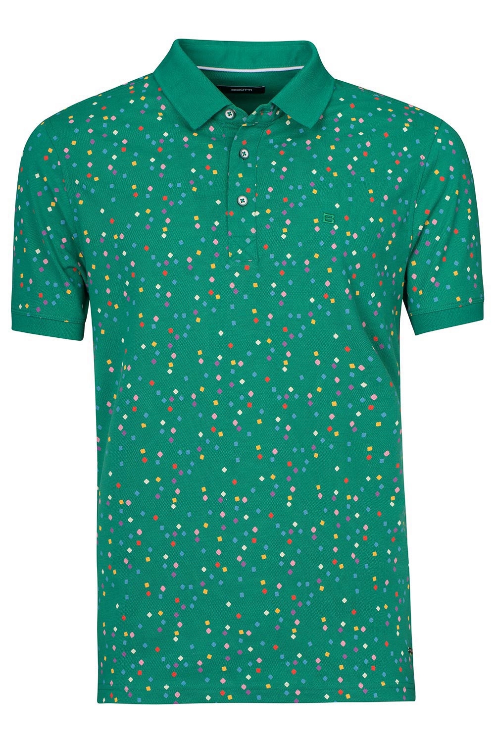 Tricou polo slim verde print geometric 1
