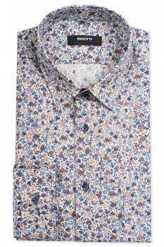 Slim body white floral shirt