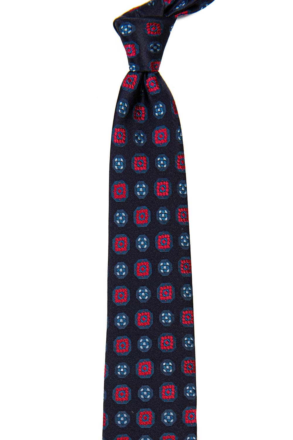 Cravata Matase tesuta Bleumarin print Geometric 1