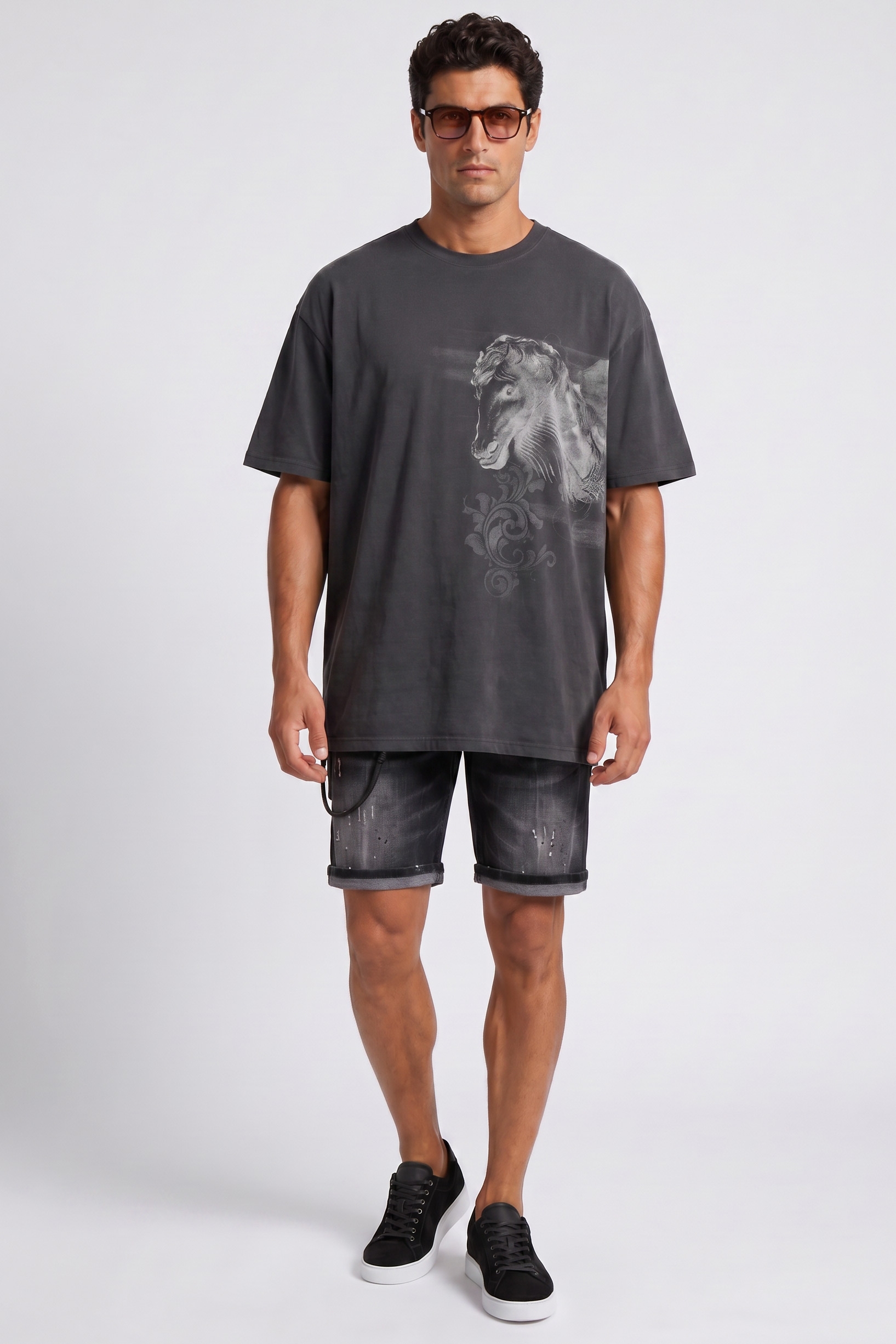 Tricou oversize negru print 4