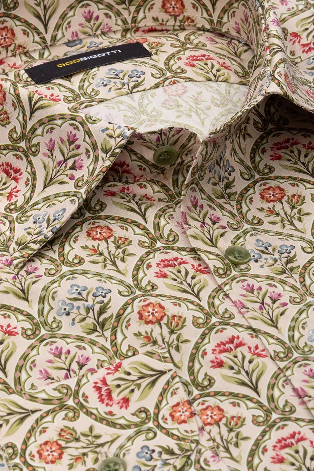 Camasa slim bej print floral 1