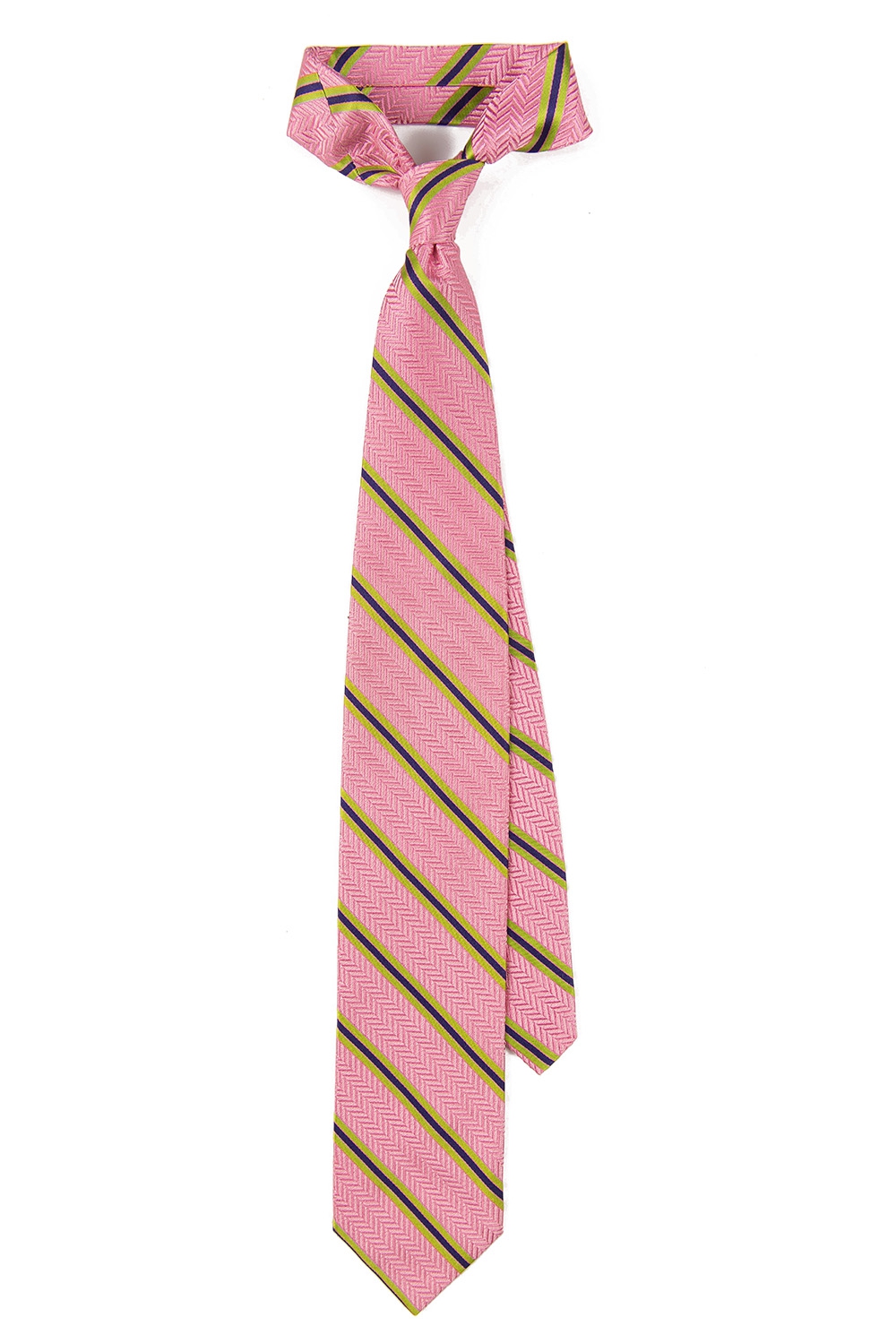 Cravata matase roz cu dungi 0