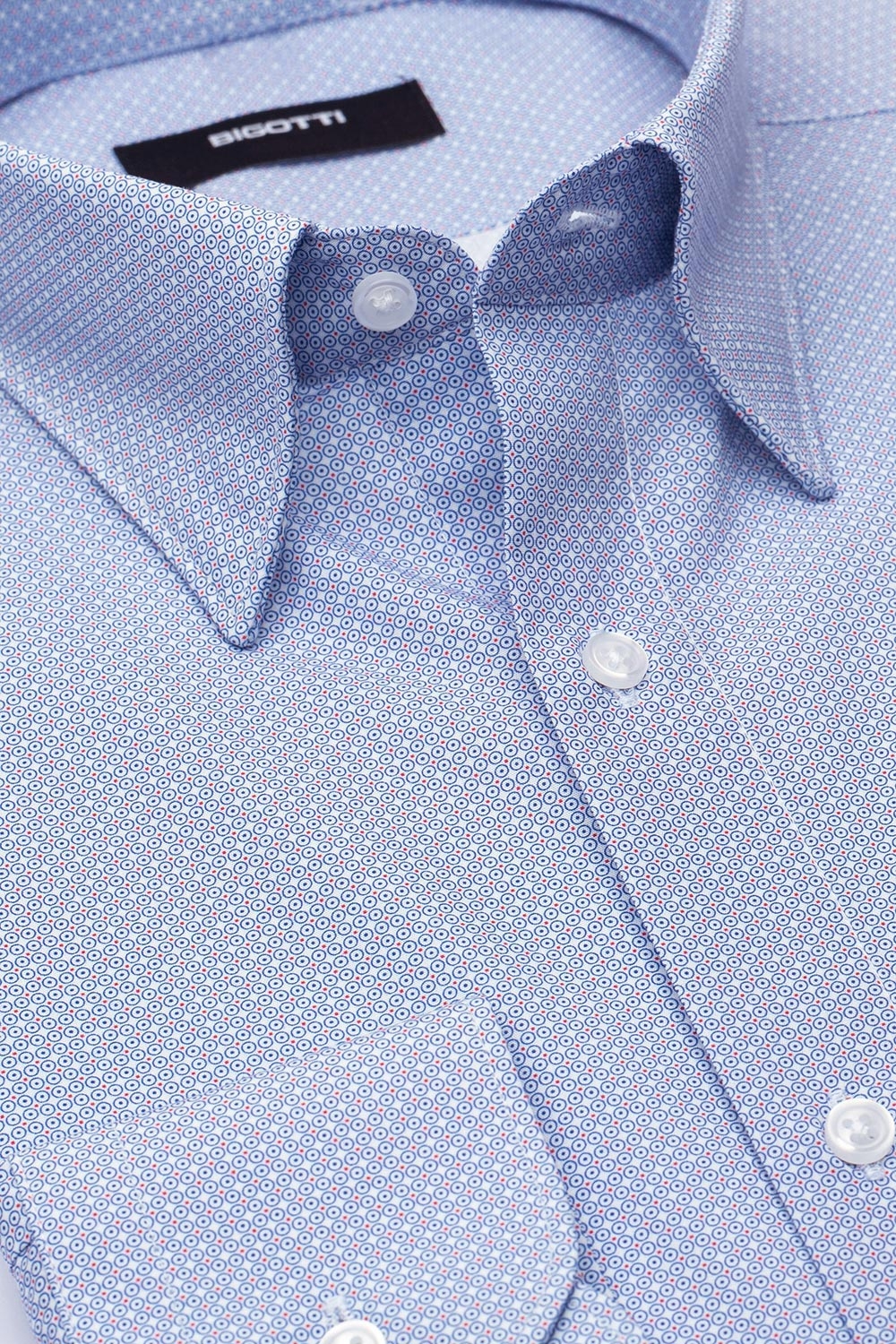 Camasa slim bleu print geometric 1