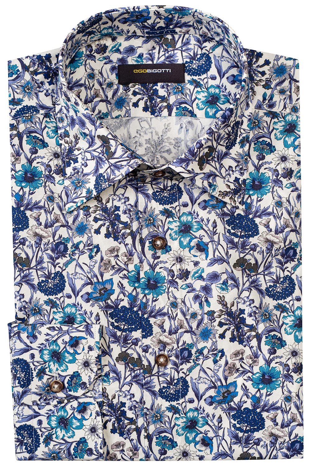 Camasa shaped albastra print floral 0