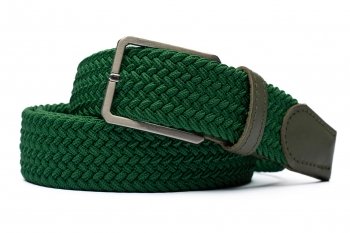 Belt green textil elastic,piele