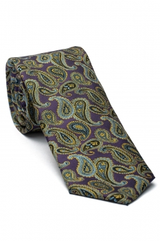 Cravata poliester tesut mov print floral