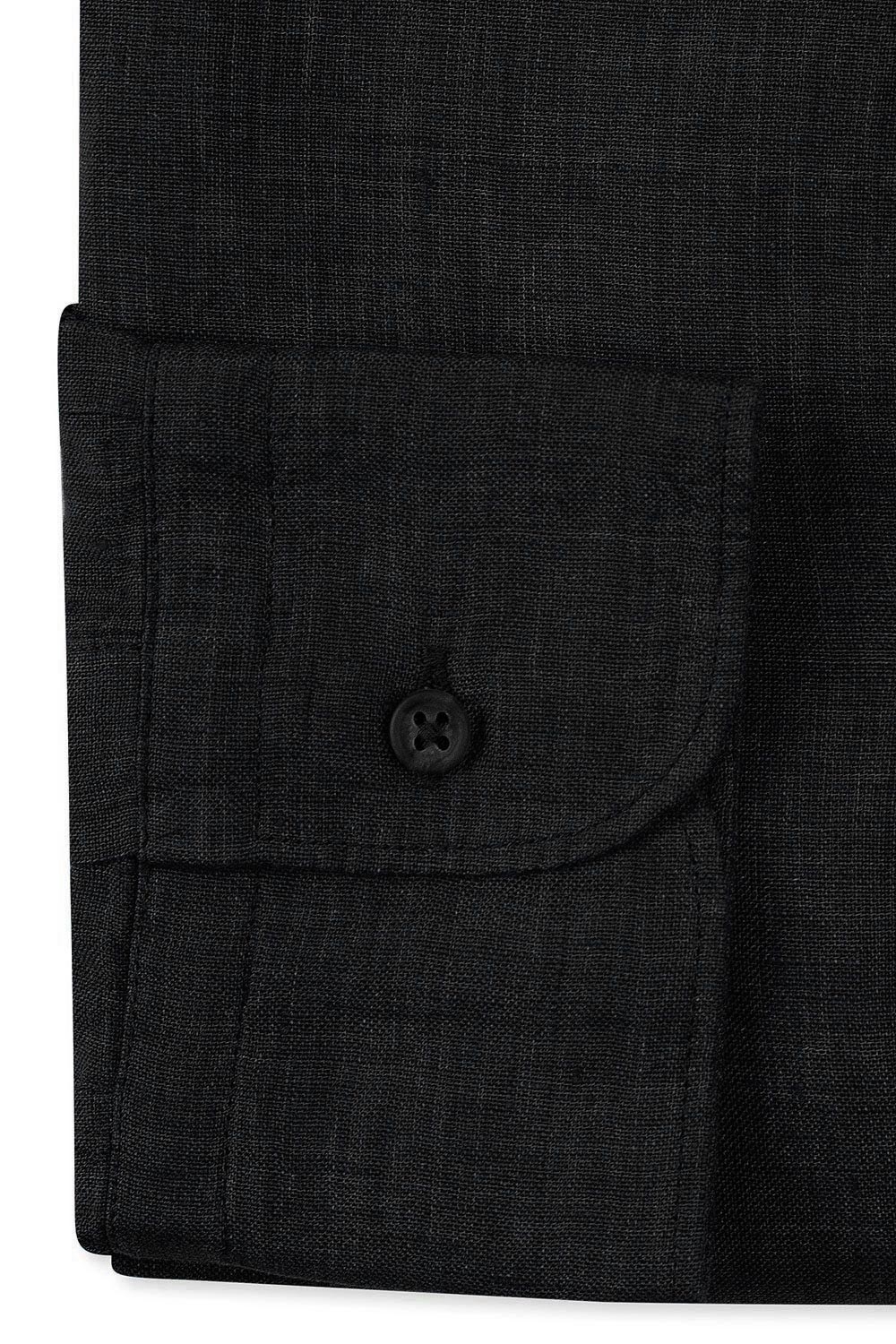 Camasa din in slim neagra uni 2