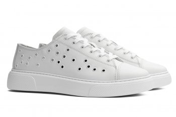 Sneakers albi piele naturala