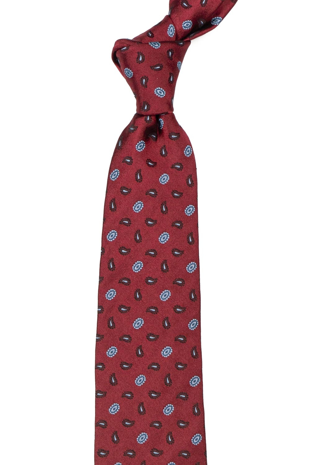 Cravata matase tesuta grena print floral 1