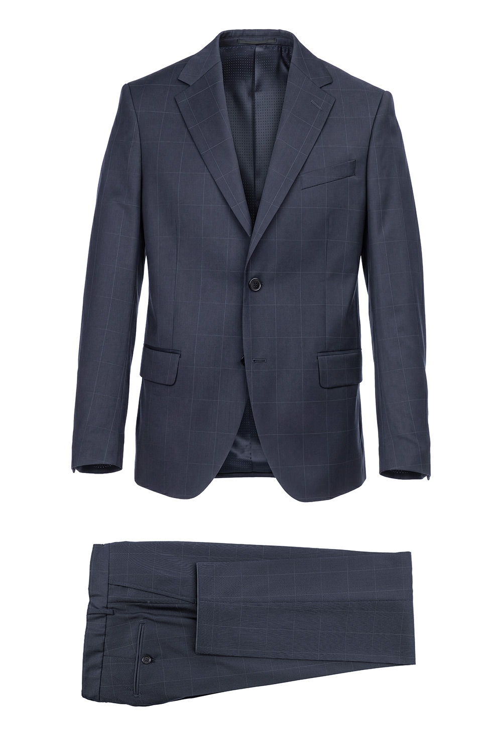 Costum slim bleumarin in carouri 0