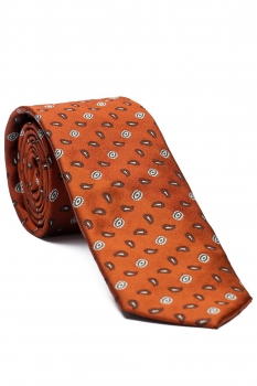 Cravata matase tesuta maro print floral