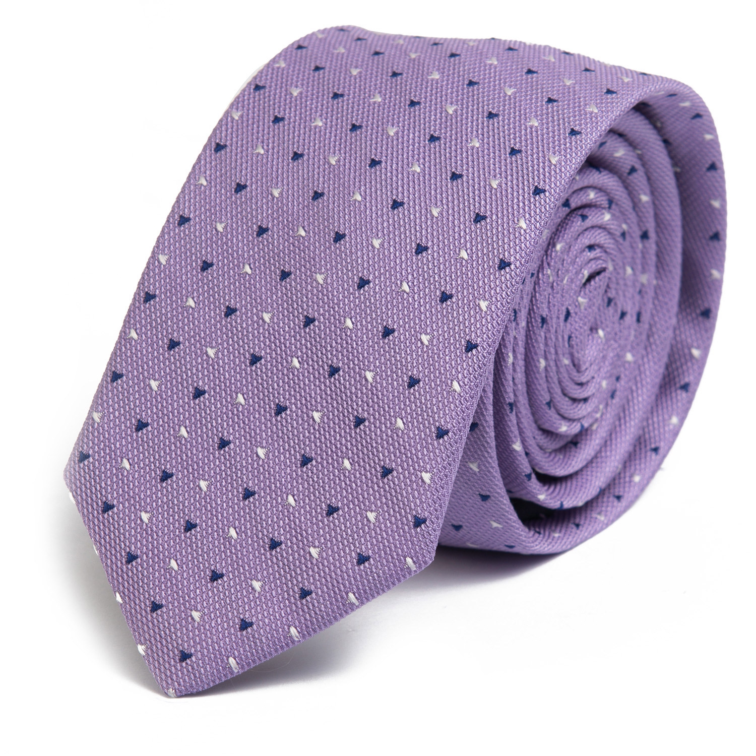 Cravata matase tesuta lila print geometric 2