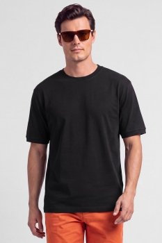 Tricou regular negru uni