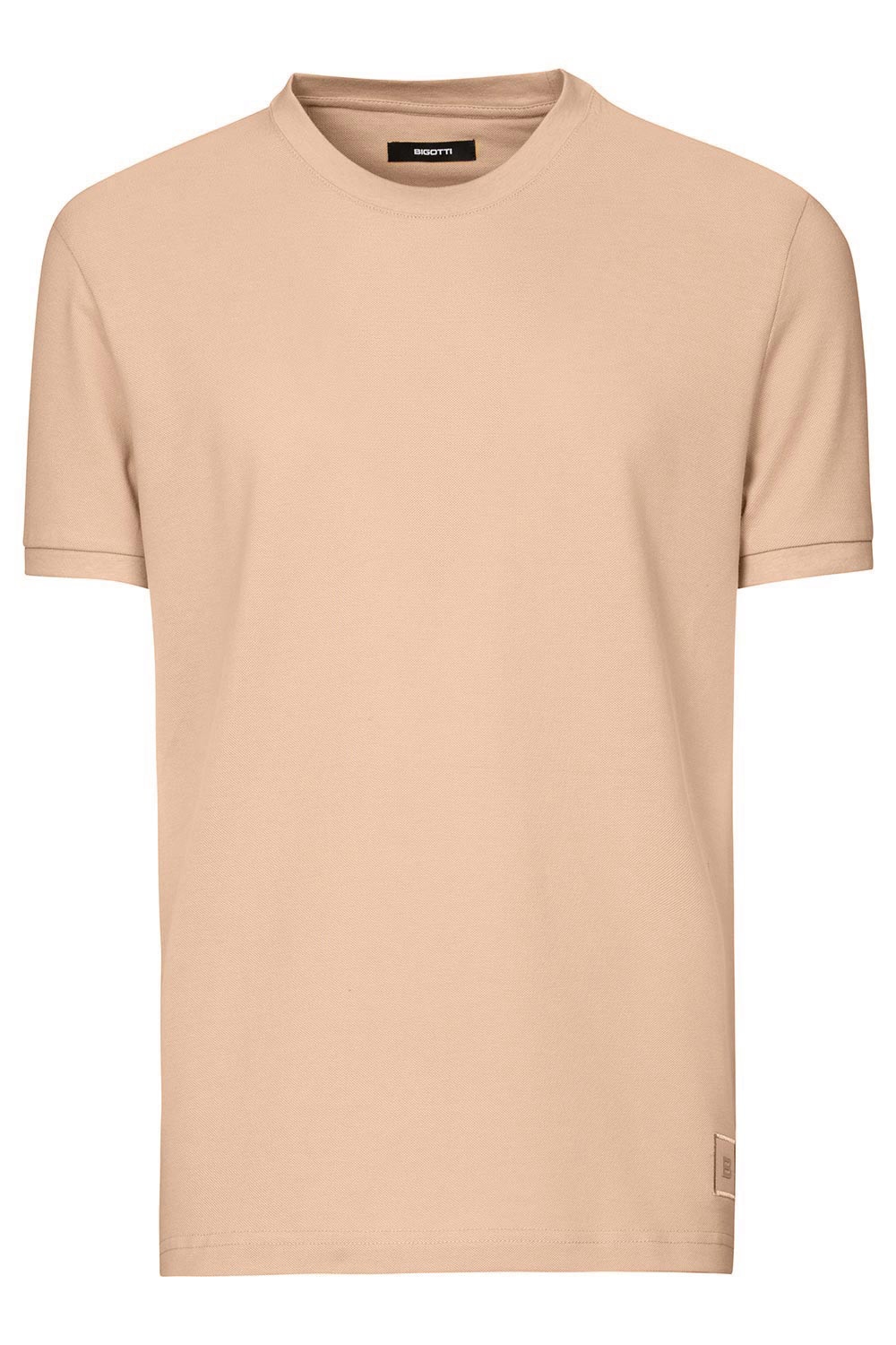 Tricou slim bej guler rotund 1