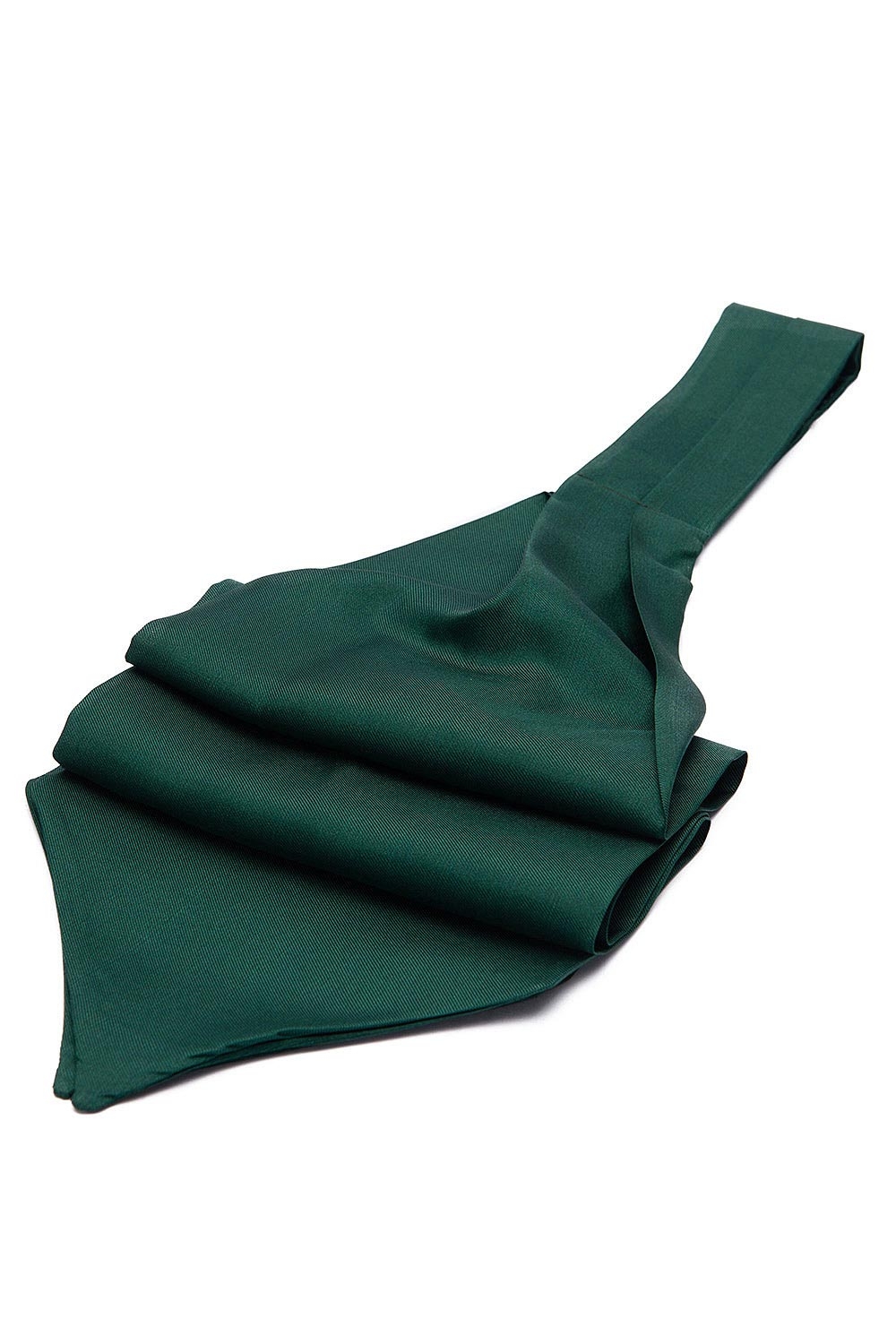 Ascot tie tip printed silk green plain 0