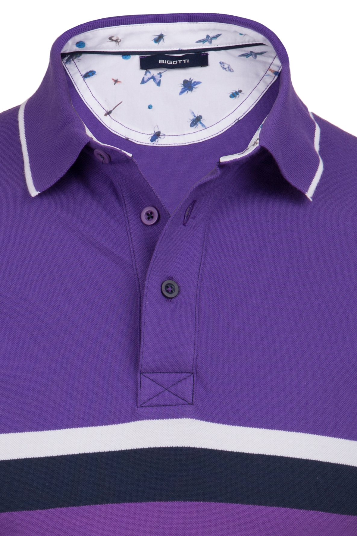 Tricou polo violet in dungi 2