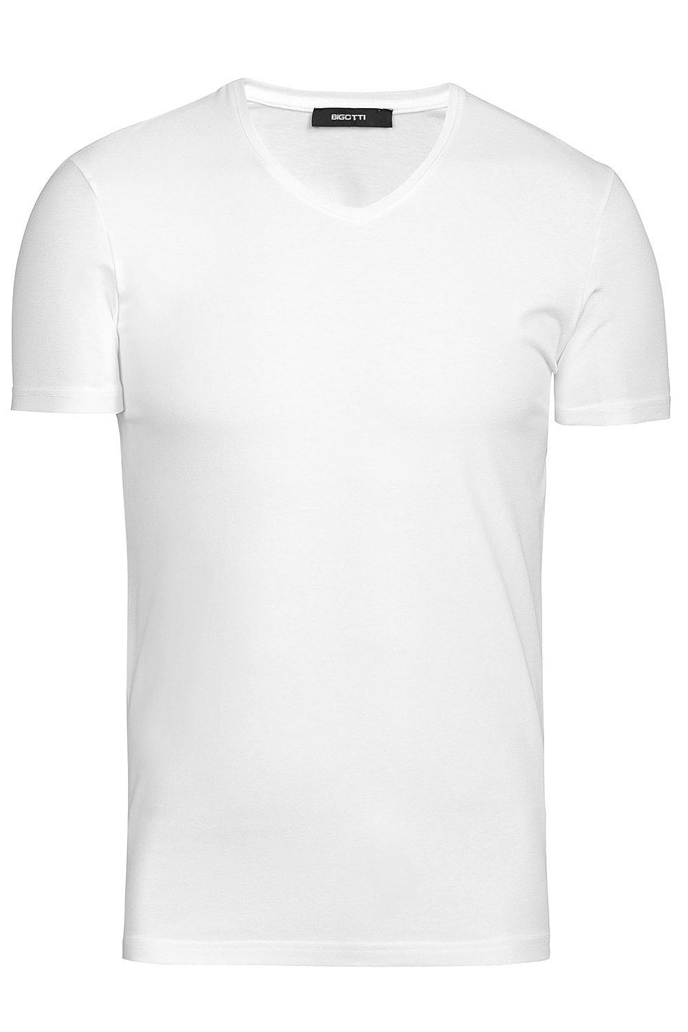 Tricou slim alb guler in v 0