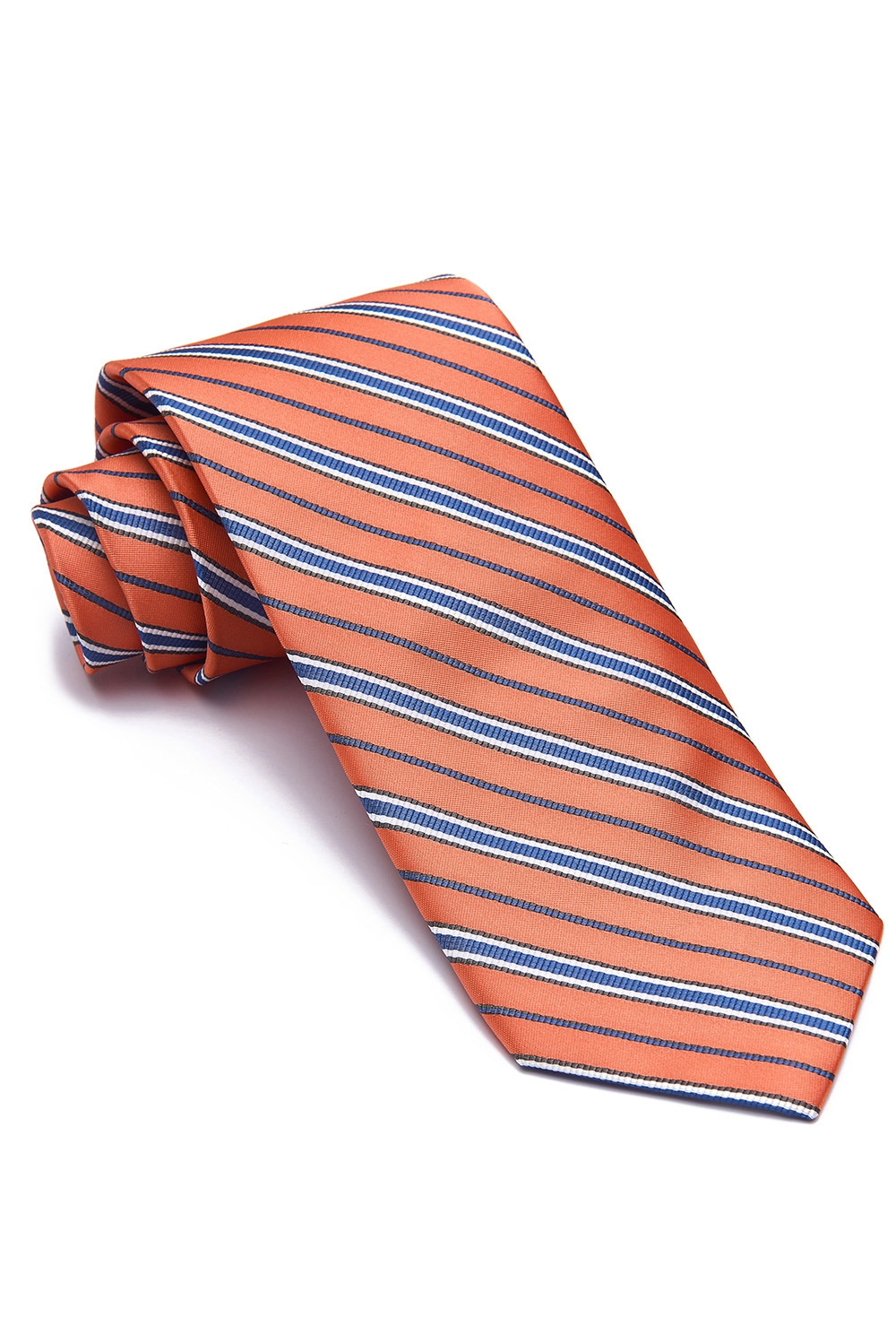 Cravata poliester portocalie cu dungi 0
