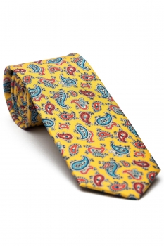 Cravata matase imprimata galbena print floral